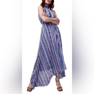 White House Black Market Blue and White High Low Sundress